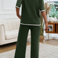 Devine Contrast Trim Half Sleeve Top and Pants Set