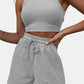 Full Size Round Neck Top and Drawstring Shorts Set