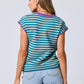 Mandy Contrast Round Neck Cap Sleeve Sweater