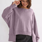 Exposed Seam High-Low Long Sleeve Sweatshirt