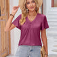 Double Take Full Size Ruched V-Neck Short Sleeve T-Shirt