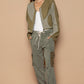 POL Quilted Knit Viding Detail Knit Patch Jacket