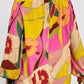 Floral Smocked Lantern Sleeve Mock Neck Blouse