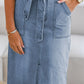 Tied Slit Denim Skirt