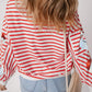 Sequin Santa Striped Round Neck Long Sleeve Sweatshirt