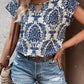 Printed Short Sleeve Blouse