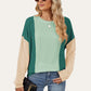 Double Take Texture Contrast Round Neck Long Sleeve T-Shirt