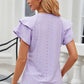 Full Size Eyelet Notched Flutter Sleeve T-Shirt