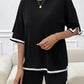 Devine Contrast Trim Round Neck Top and Shorts Set
