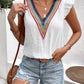 Ruffled V-Neck Cap Sleeve Blouse