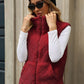 Fuzzy Plaid Texture Zip Up Vest Coat
