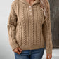 Cable-Knit Long Sleeve Hooded Sweater