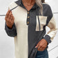 Waffle-Knit Two-Tone Long Sleeve Hoodie