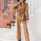Lace Detail Collared Neck Top and Pants Set