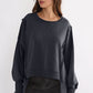Exposed Seam High-Low Long Sleeve Sweatshirt
