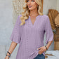 Eyelet Notched Half Sleeve T-Shirt