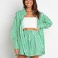 Full Size Striped Dropped Shoulder Shirt and Shorts Set