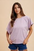 Annie Wear Checkered Round Neck Short Sleeve T-Shirt *
