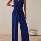 Tied Surplice Sleeveless Wide Leg Jumpsuit