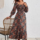 Smocked Floral Square Neck Long Sleeve Dress