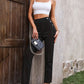 Decorative Button Elastic Waist Pants