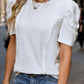 Eyelet Round Neck Short Sleeve T-Shirt
