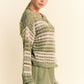 Davi & Dani Contrast Striped Crochet Drop Shoulder Knit Cover Up