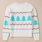 Christmas Tree Ribbed Hem Dropped Shoulder Sweater