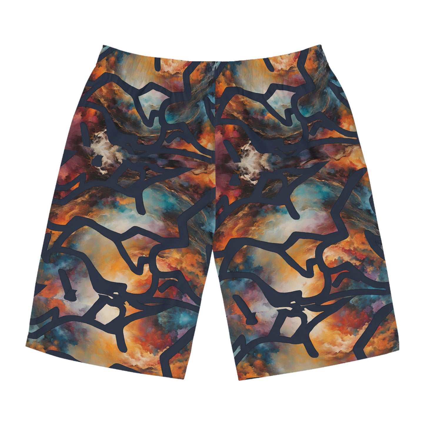 Men's Orange Skyline Board Shorts (AOP) | Made to Order