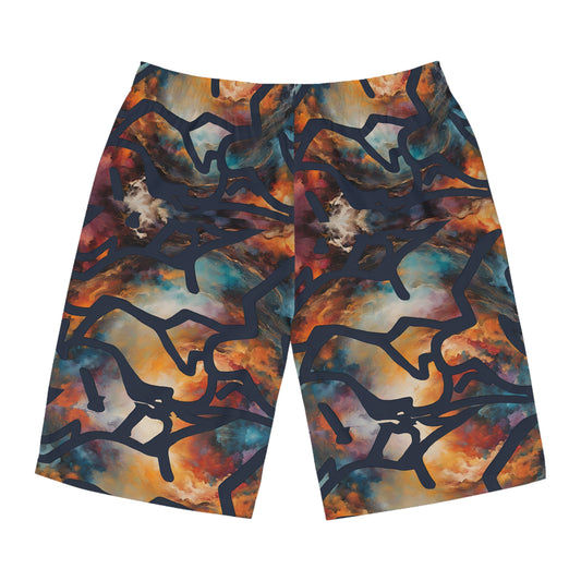 Men's Orange Skyline Board Shorts (AOP) | Made to Order