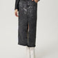 Slit Midi Denim Skirt with Pockets