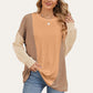 Double Take Texture Contrast Round Neck Long Sleeve T-Shirt