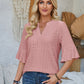 Eyelet Notched Half Sleeve T-Shirt