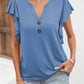 Full Size Ruffled Notched Cap Sleeve T-Shirt