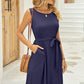 FULL SIZE Tied Round Neck Sleeveless Dress