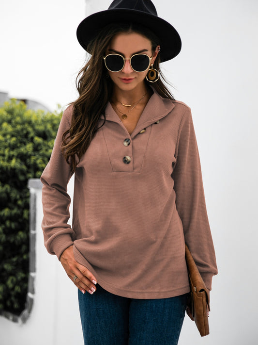 Half Button Long Sleeve T-Shirt