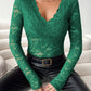 V-Neck Long Sleeve Lace Top