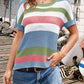 Striped Round Neck Short Sleeve Knit Top