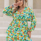 Plus Size Printed Surplice Long Sleeve Mini Dress