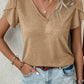 V-Neck Petal Sleeve T-Shirt