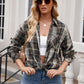 Mandy Pocketed Plaid Collared Neck Long Sleeve Shirt