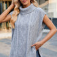 Side Slit Turtleneck Sweater Vest