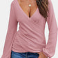 Waffle Knit Surplice Long Sleeve T-Shirt