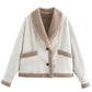 Fuzzy Collared Neck Long Sleeve Jacket