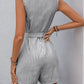 Perfee Striped V-Neck Tie Waist Romper