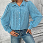 Full Size Swiss Dot Collared Neck Long Sleeve Shirt