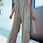 V-Neck Wide Leg Denim Jumpsuit