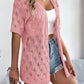 Openwork Open Front Short Sleeve Cardigan
