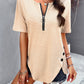 Half Zip Half Sleeve T-Shirt