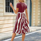 Printed Tie Waist Short Sleeve Dress